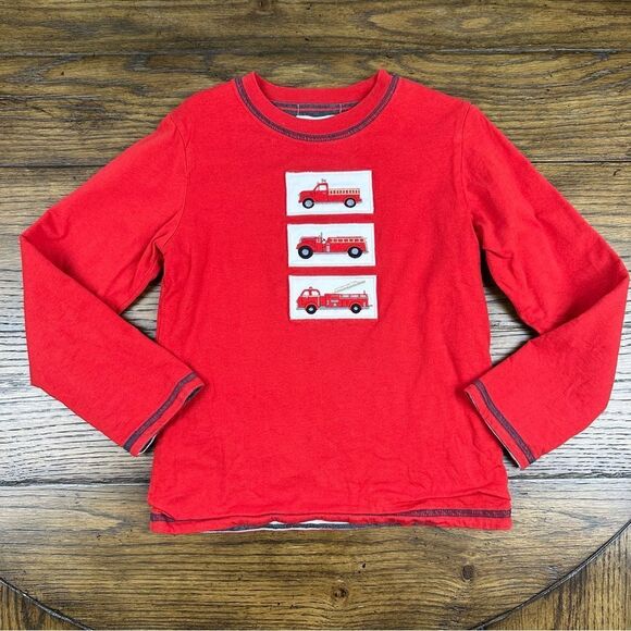 Janie and Jack Red Boys Fire Truck Reversible Tee - Picture 1 of 7